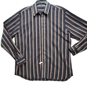 Ted Baker London Striped Long Sleeve‎ Button Down Shirt Mens Sz 6 Fit Large